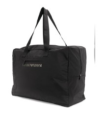 schwarze bedruckte Shopper Tasche aus Segeltuch von Emporio Armani