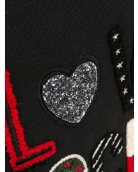schwarze bedruckte Shopper Tasche aus Segeltuch von Love Moschino