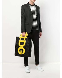 schwarze bedruckte Shopper Tasche aus Segeltuch von Dolce & Gabbana