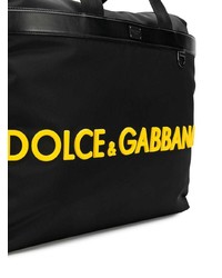 schwarze bedruckte Shopper Tasche aus Segeltuch von Dolce & Gabbana