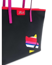 schwarze bedruckte Shopper Tasche aus Segeltuch von Karl Lagerfeld
