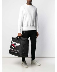 schwarze bedruckte Shopper Tasche aus Segeltuch von Reebok