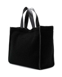 schwarze bedruckte Shopper Tasche aus Segeltuch von MM6 MAISON MARGIELA