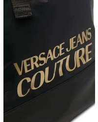 schwarze bedruckte Shopper Tasche aus Segeltuch von VERSACE JEANS COUTURE