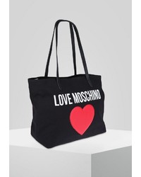 schwarze bedruckte Shopper Tasche aus Segeltuch von Love Moschino