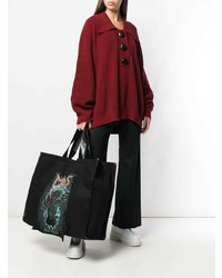schwarze bedruckte Shopper Tasche aus Segeltuch von MM6 MAISON MARGIELA