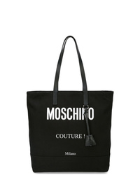 schwarze bedruckte Shopper Tasche aus Segeltuch von Moschino
