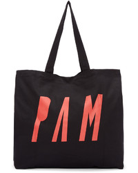 schwarze bedruckte Shopper Tasche aus Segeltuch von Perks And Mini