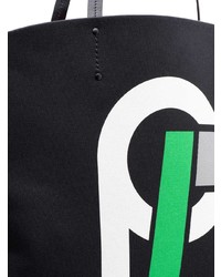 schwarze bedruckte Shopper Tasche aus Segeltuch von Prada