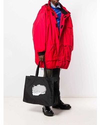 schwarze bedruckte Shopper Tasche aus Segeltuch von Balenciaga