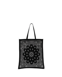 schwarze bedruckte Shopper Tasche aus Segeltuch von Saint Laurent