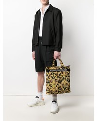 schwarze bedruckte Shopper Tasche aus Segeltuch von VERSACE JEANS COUTURE
