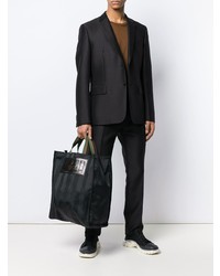 schwarze bedruckte Shopper Tasche aus Segeltuch von Fendi