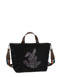 schwarze bedruckte Shopper Tasche aus Segeltuch von STUFF MAKER