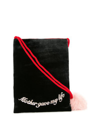 schwarze bedruckte Shopper Tasche aus Segeltuch von Tu Es Mon Trésor
