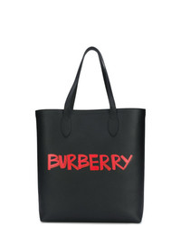 schwarze bedruckte Shopper Tasche von Burberry