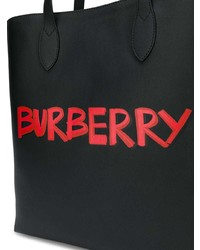 schwarze bedruckte Shopper Tasche von Burberry