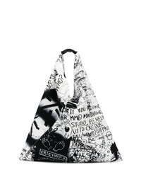 schwarze bedruckte Shopper Tasche von MM6 MAISON MARGIELA