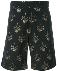 schwarze bedruckte Shorts von Palm Angels