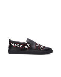 schwarze bedruckte Slip-On Sneakers aus Leder von Bally