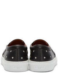 schwarze bedruckte Slip-On Sneakers aus Leder von Givenchy