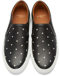 schwarze bedruckte Slip-On Sneakers aus Leder von Givenchy