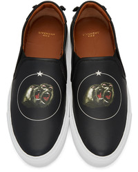 schwarze bedruckte Slip-On Sneakers aus Leder von Givenchy