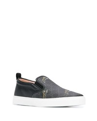 schwarze bedruckte Slip-On Sneakers aus Leder von Gucci