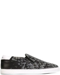 schwarze bedruckte Slip-On Sneakers aus Leder von Just Cavalli