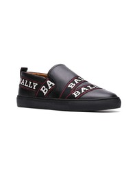 schwarze bedruckte Slip-On Sneakers aus Leder von Bally