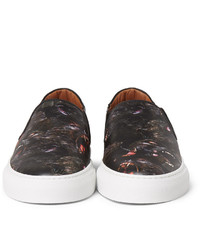 schwarze bedruckte Slip-On Sneakers aus Leder von Givenchy