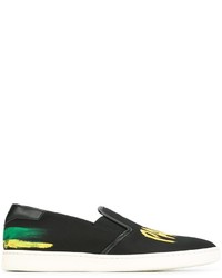 schwarze bedruckte Slip-On Sneakers aus Leder von Palm Angels