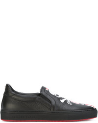 schwarze bedruckte Slip-On Sneakers aus Leder von Philipp Plein