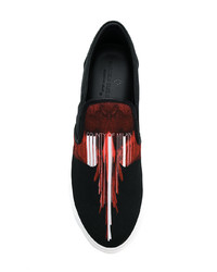 schwarze bedruckte Slip-On Sneakers aus Leder von Marcelo Burlon County of Milan