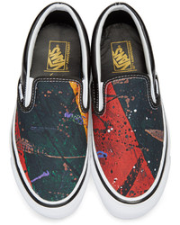 schwarze bedruckte Slip-On Sneakers aus Segeltuch von Vans