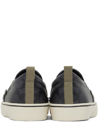 schwarze bedruckte Slip-On Sneakers aus Segeltuch von Coach 1941