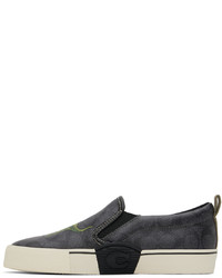 schwarze bedruckte Slip-On Sneakers aus Segeltuch von Coach 1941