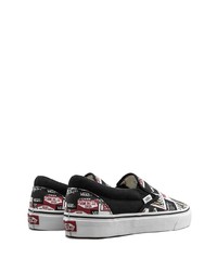 schwarze bedruckte Slip-On Sneakers aus Segeltuch von Vans