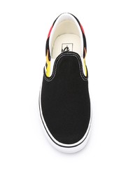 schwarze bedruckte Slip-On Sneakers aus Segeltuch von Vans