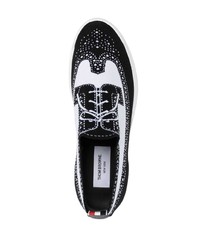 schwarze bedruckte Slip-On Sneakers aus Segeltuch von Thom Browne