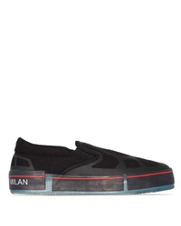 schwarze bedruckte Slip-On Sneakers aus Segeltuch von Marcelo Burlon County of Milan