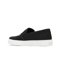 schwarze bedruckte Slip-On Sneakers aus Segeltuch von Kenzo