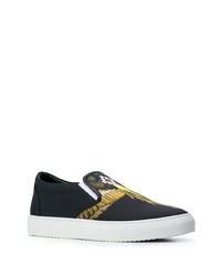 schwarze bedruckte Slip-On Sneakers aus Segeltuch von Marcelo Burlon County of Milan