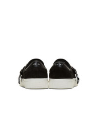 schwarze bedruckte Slip-On Sneakers aus Wildleder von Amiri