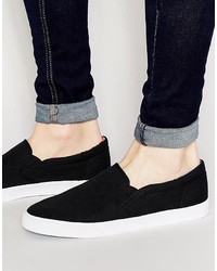 schwarze bedruckte Slip-On Sneakers von Asos