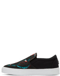 schwarze bedruckte Slip-On Sneakers von Marcelo Burlon County of Milan