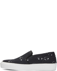 schwarze bedruckte Slip-On Sneakers von Kenzo