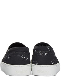 schwarze bedruckte Slip-On Sneakers von Kenzo