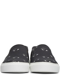 schwarze bedruckte Slip-On Sneakers von Kenzo