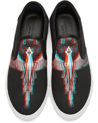 schwarze bedruckte Slip-On Sneakers von Marcelo Burlon County of Milan